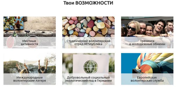 Скрыншот новага сайта Лігі дабраахвотнай працы моладзі.